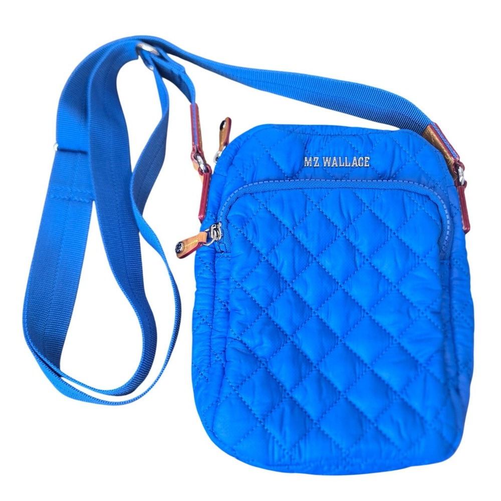 MZ Wallace Metro Crossbody Bag Electric Blue Quilted Nylon Adjustable Strap NWOT